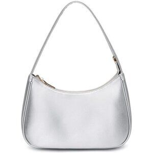 Women Silver White 1 Imported Polyester Leather Zipper Closure Cute Tote Handbag